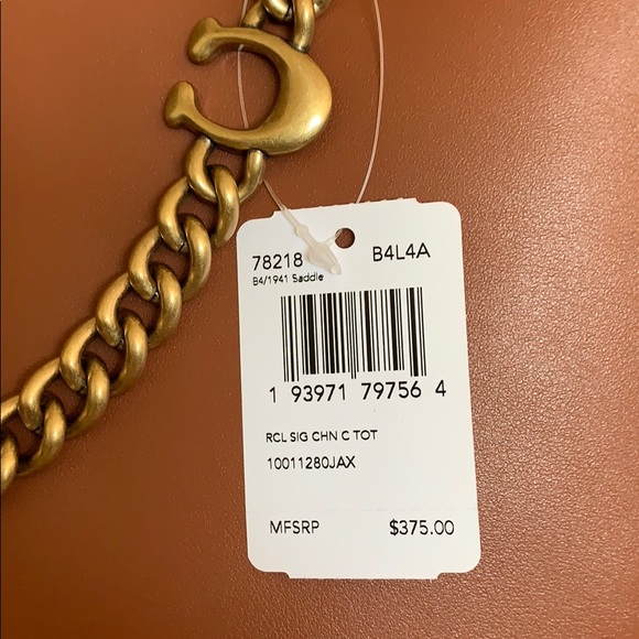 Coach Signature Chain Leather Tote Tan - Picture 7 of 15